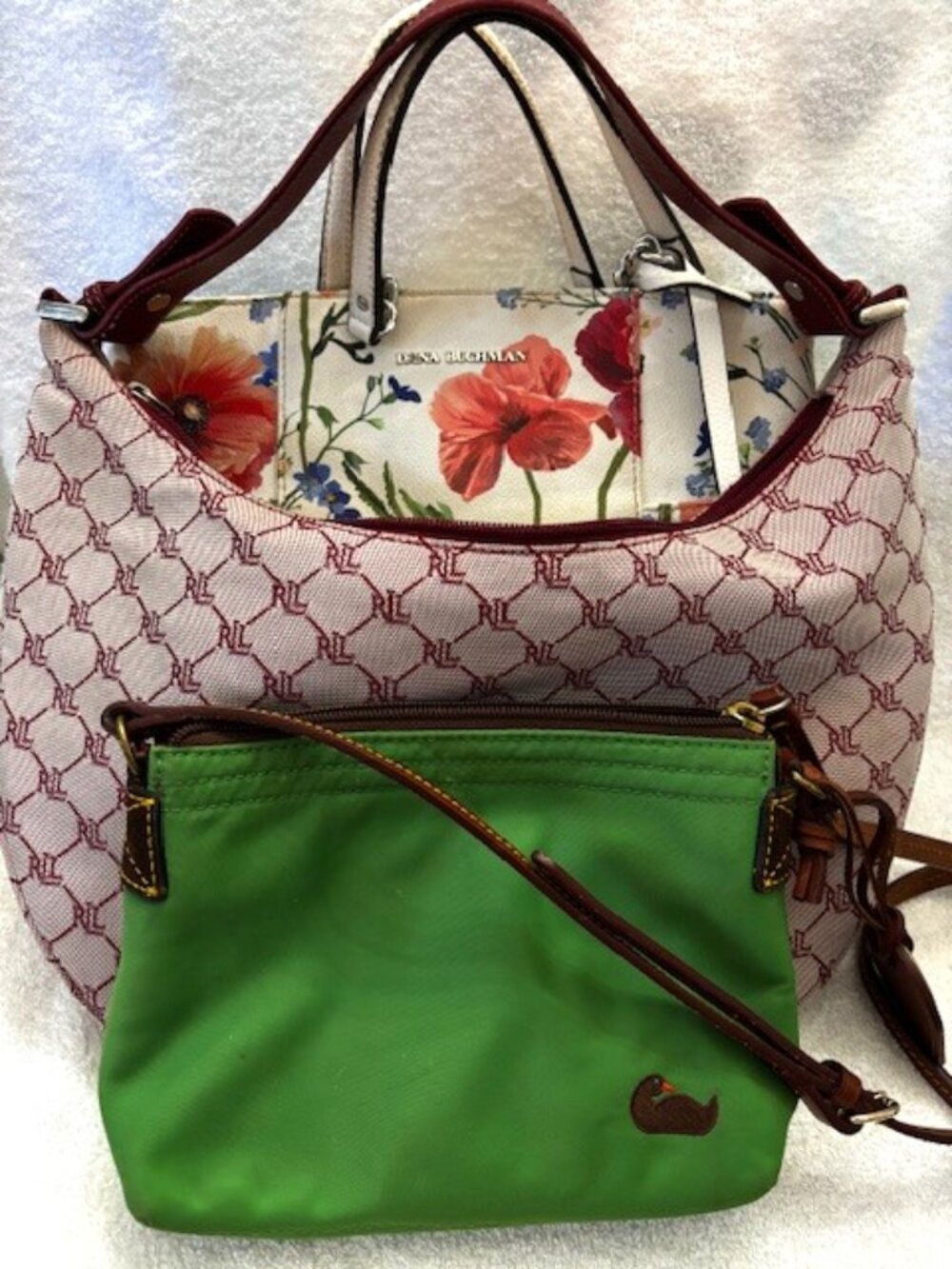 3 handbags: Ralph Lauren, Dooney & Bourke and Dana Buchman